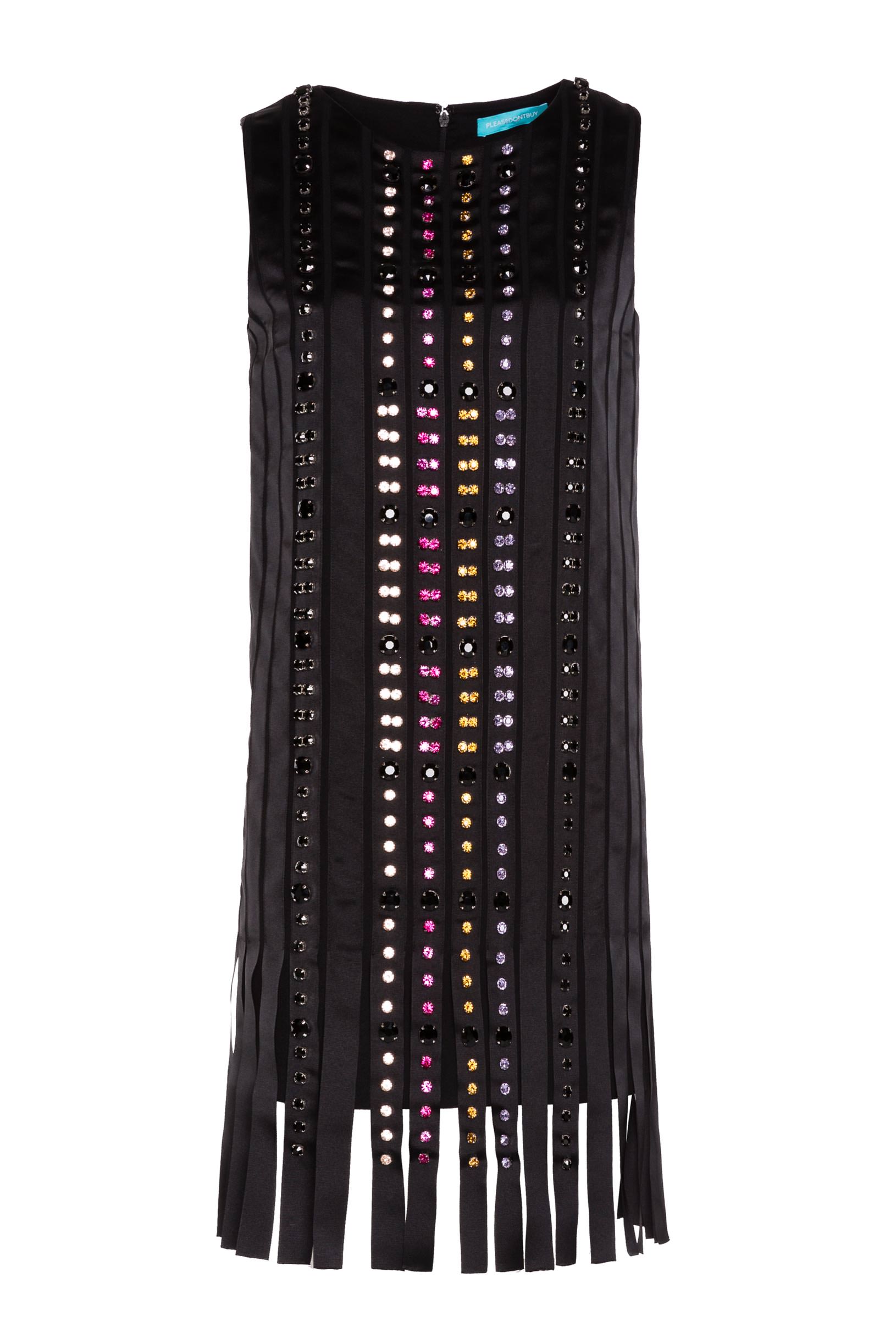 Crêpe sablé dress with multicoloured stones black woman 192PD2AP2_00006