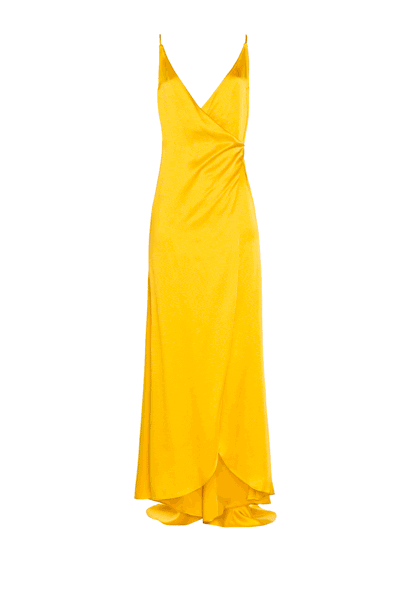 Satin long dress with slit Satin long dress with slit woman Honey 192PD2AC3_00112 01