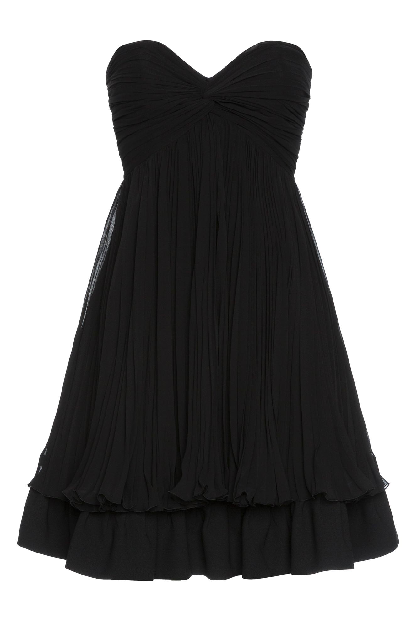 Abito bustier in georgette plissé nero donna 201PD2AP6_00006