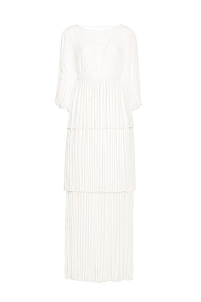 Pleated flounce georgette long dress Pleated flounce georgette long dress woman Off White 201PD2AW1_00526 01