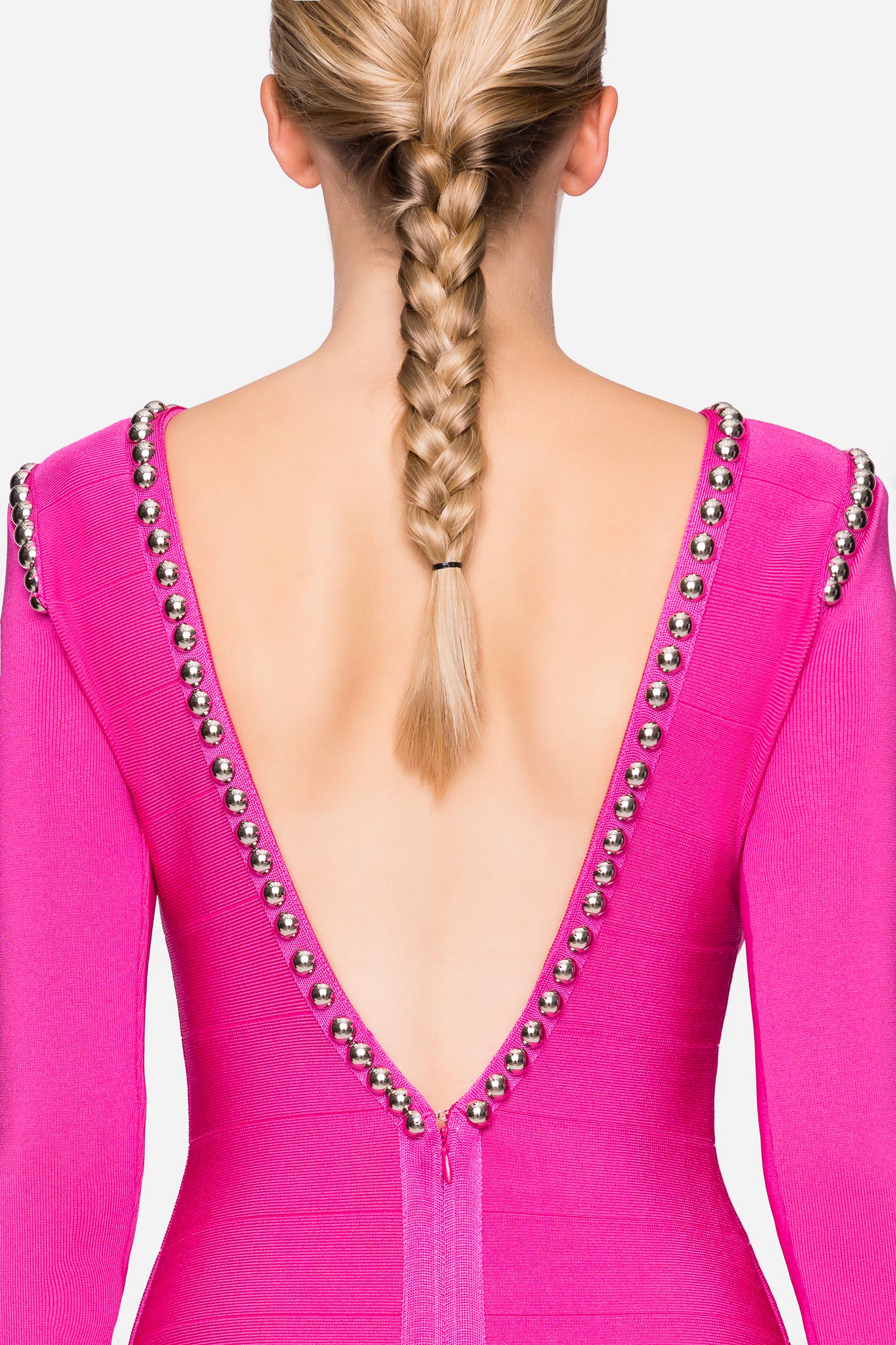 Stretch knit sheath dress fuchsia woman 192PD3AM1_03546