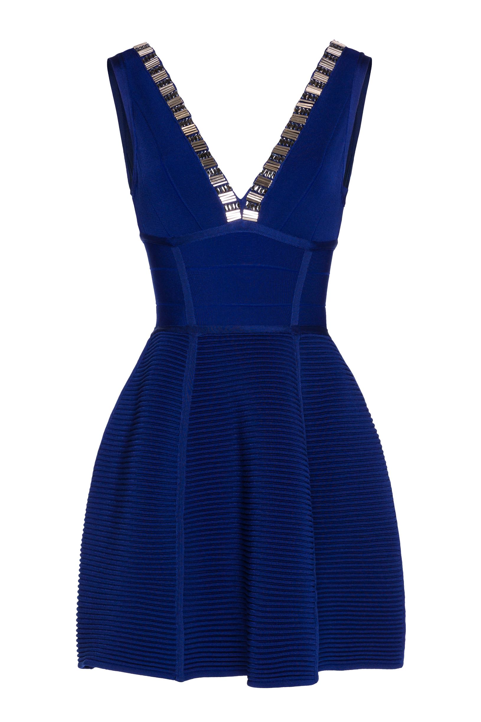 Stretch knit dress with embroidery