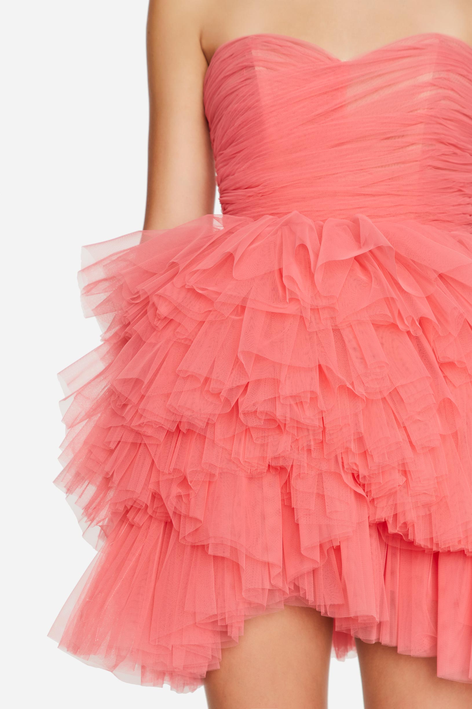 Pleated tulle bustier dress pink woman 231PD2AQ2_11464