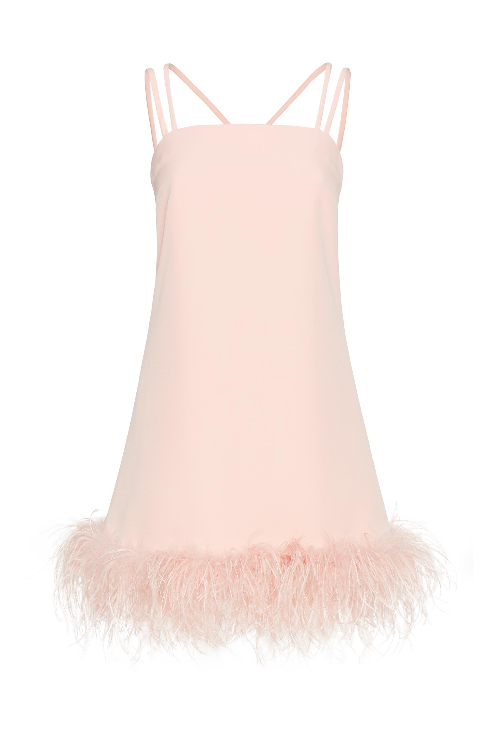 Short crêpe cady dress with feathers pink woman 231PD2AQ3_00496